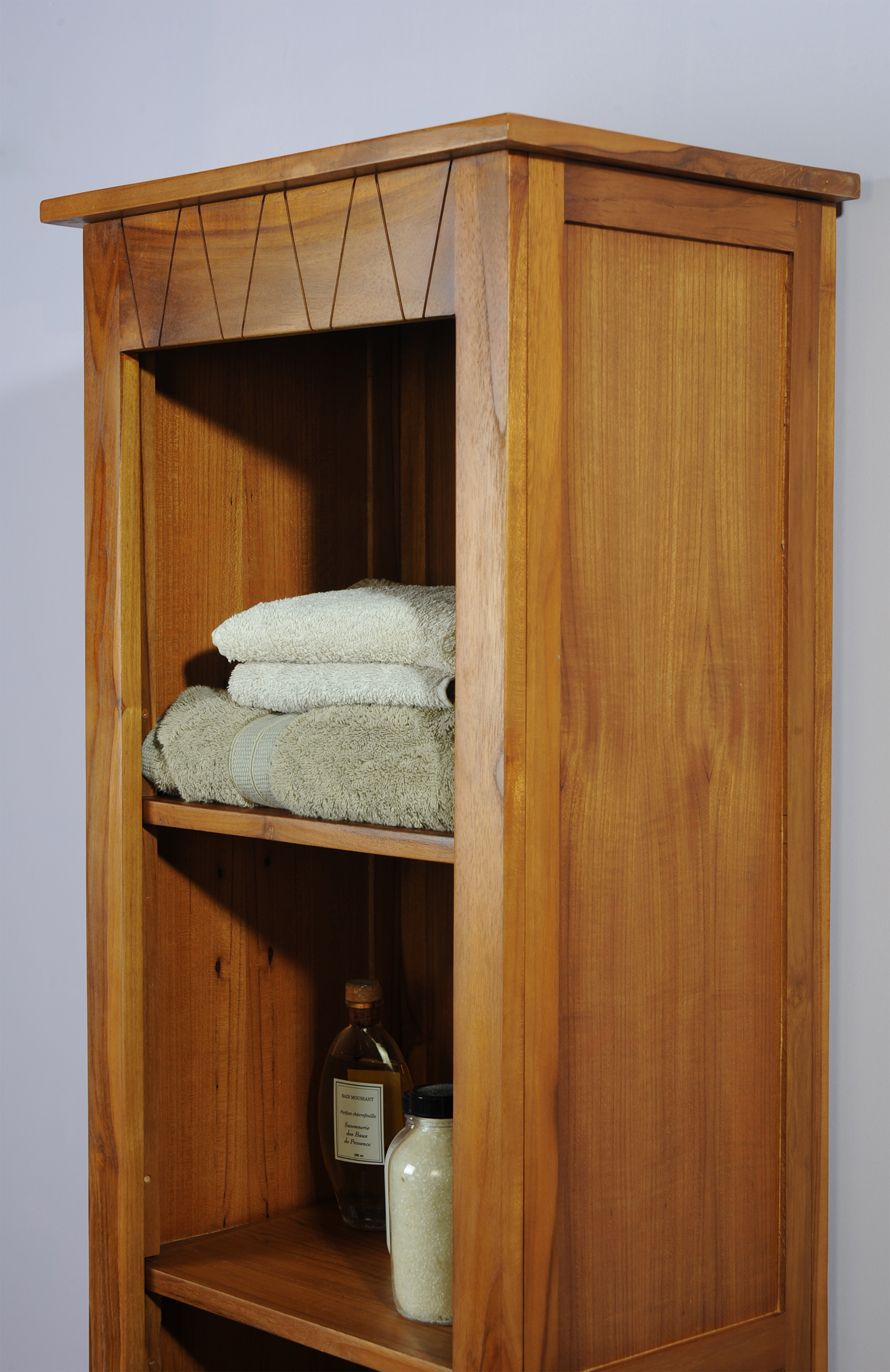 Meuble Colonne De Salle De Bain En Teck Borneo